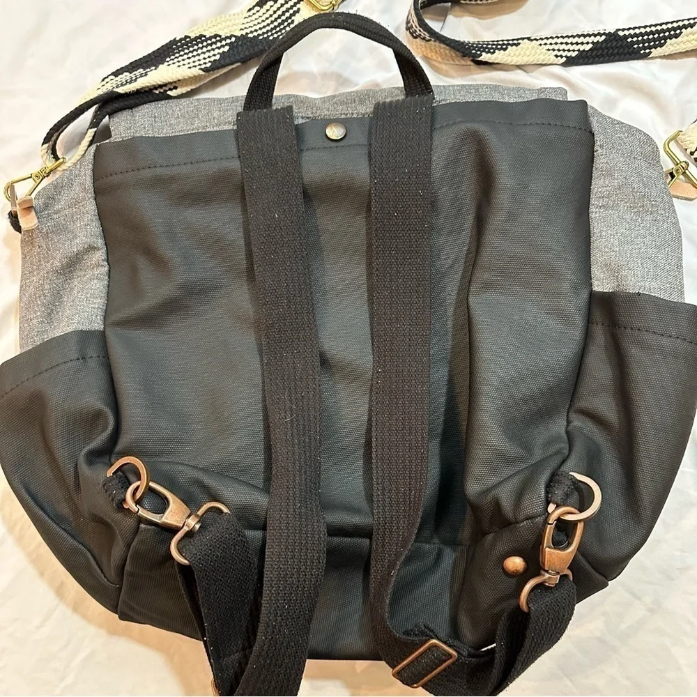 Petunia Pickle Bottom boxy backpack diaper bag graphite/black gingham strap
